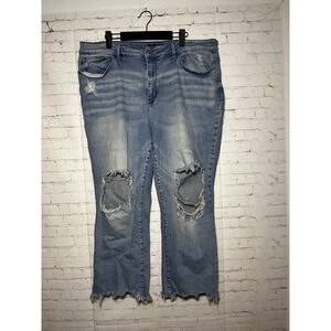 Judy Blue Women's Jeans Distressed Light Wash Cropped Flare Wide Leg Size 22W